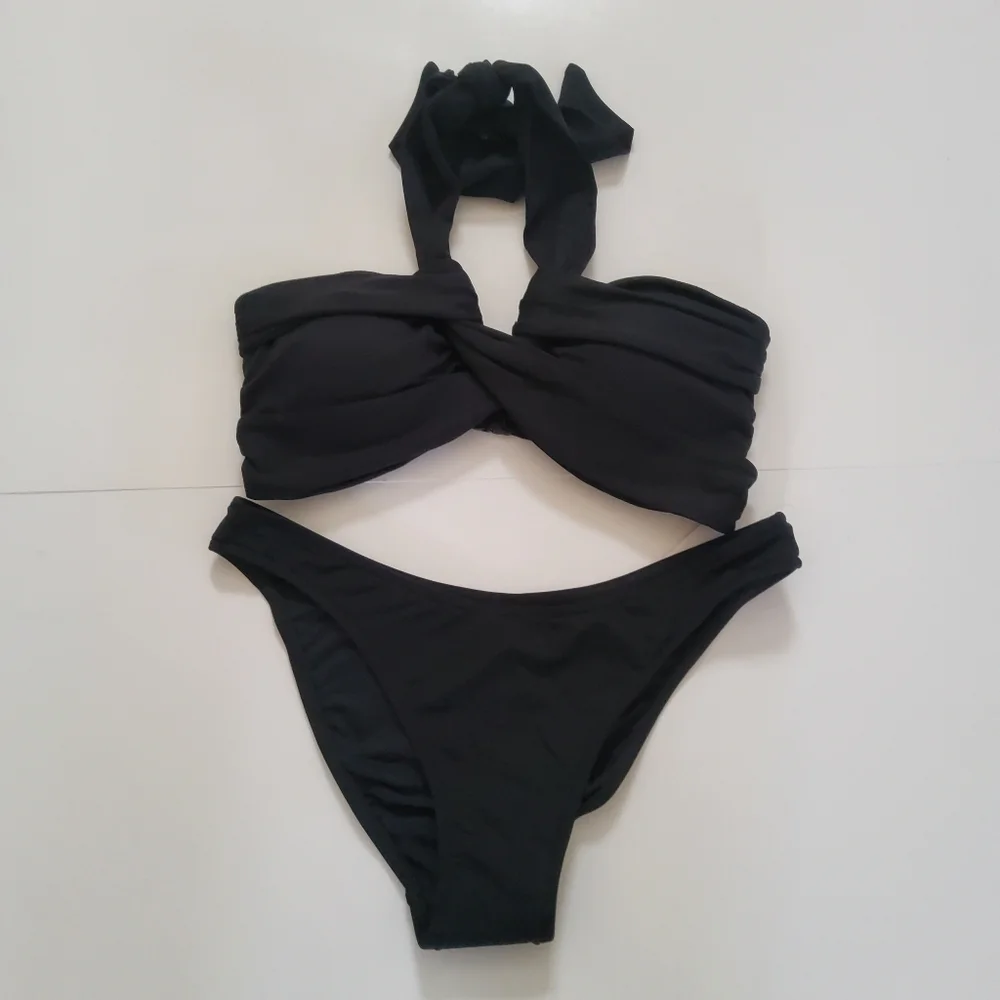 Sexy Seafolly Black Twist Bandeau Bikini